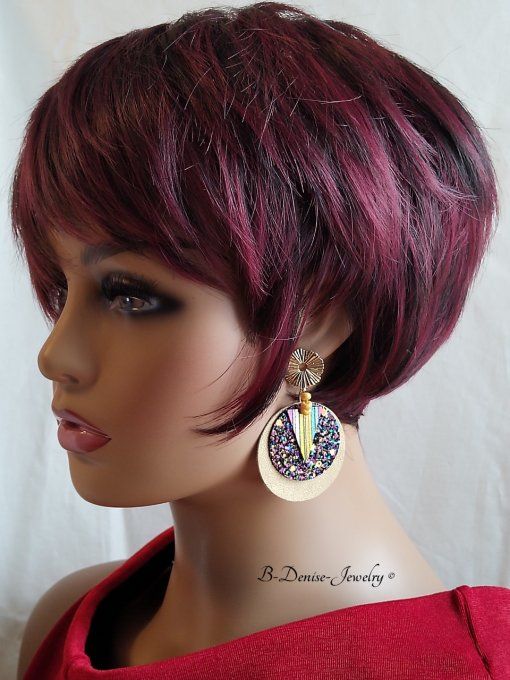 Original boucles Puce Forme Soleil Ondulé plaque Or 14KT En Cuir et Acier inoxydable Dore T:6cm x 4