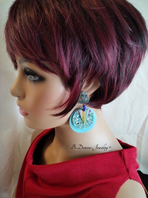 Original boucles Puce Feuille de Monstera plaque Or 18KT !!MONSTERA!! En Cuir du chevre et Acier 