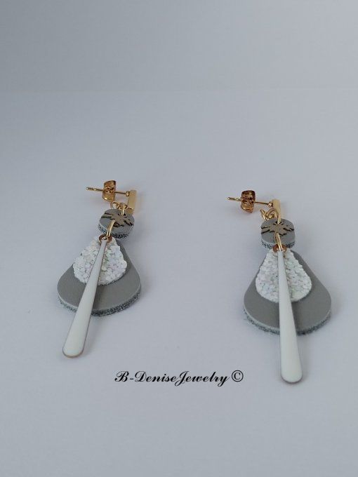 Original boucles d'oreilles Puce en Acier Inoxydable rectangle !! TEARDROP !! En Cuir T6cm x 2cm B-D