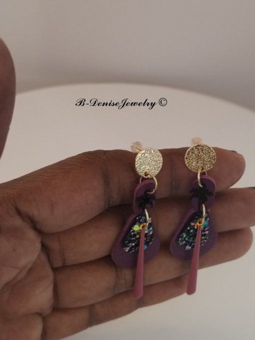 Original boucles d'oreilles Puce style martelé Cuivre Plaque Or 18KT !! TEARDROP !! En Cuir T6cm x 2