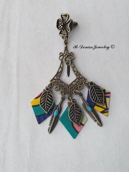 Originales boucles d’oreilles puce ethnic femme !!FLOWER CHANDELIER !! En Acier inoxydable Resine 