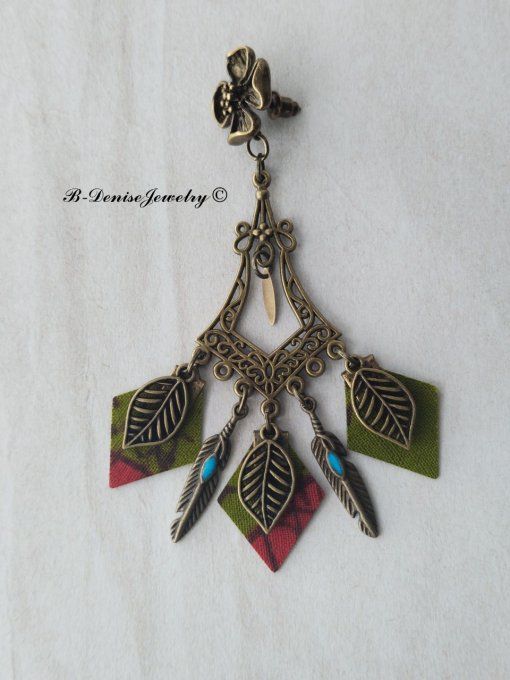 Originales boucles d’oreilles puce ethnic femme !!FLOWER CHANDELIER !! En Acier inoxydable Resine  -