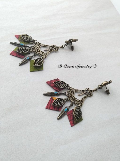 Originales boucles d’oreilles puce ethnic femme !!FLOWER CHANDELIER !! En Acier inoxydable Resine  -