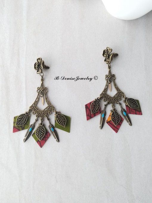 Originales boucles d’oreilles puce ethnic femme !!FLOWER CHANDELIER !! En Acier inoxydable Resine  -